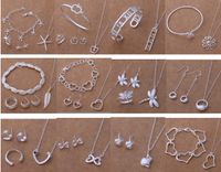 Wholesale with tracking number New Fashion women s charming jewelry silver mix jewelry set