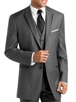 Wholesale men wedding tuxedo for tailor suits dinner prom darlk gray custom made groom wear wool
