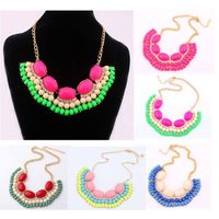 Wholesale Hot Fashion Mixed Style Summer Chain Beaded Bib Big Statement Necklace for women