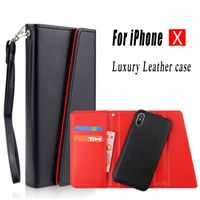 Wholesale 2 in1 Cards Slot Detachable Magnetic Wallet Leather Case Back Cover Pouch For iPhone X S Plus Samsung S8 Plus
