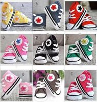 Wholesale 18 OFF Crochet baby shoes Baby crochet sneakers tennis booties infant sport shoes cotton M size Toddle Walker Shoes pairs
