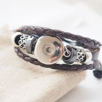 Wholesale handmade black orange brown snap leather Bracelets Fit Snaps Buttons mm with adjustable knot giger snap jewelry