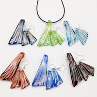 Wholesale 6 Stylish Knife Shapes Colors Available Murano Lampwork Glass Necklaces Earrings Jewelry Set Fashion Jewelry Set Murano Jewelry Set