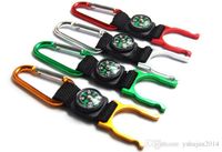 Wholesale Hot Sale Colorful Multifunctional Carabiner Keychain Kettle Chain With Compass Hiking Outdoor Sports Camping Travel Supplies