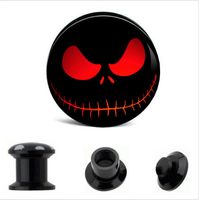 Wholesale Red eyes Skull black uv acrylic flesh tunnel ear piercing plugs body jewelry stretcher fit gauge size