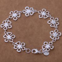 Wholesale with tracking number Top Sale Silver Bracelet Five leaf grass bracelet Silver Jewelry