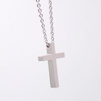 Wholesale High Polished silver stainless steel religious cross symbol pendant necklace free with chain inch for Men woemn