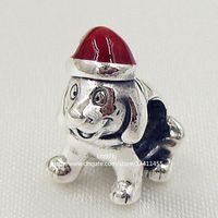 Wholesale 2015 Winter Sterling Silver Christmas Puppy Charm Bead with Red Enamel Fits European Pandora Jewelry Bracelets Necklace
