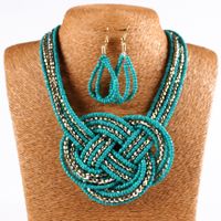 Wholesale Newest Shaped Handmade Seed Pearl Bohemia Necklace Beads Wrap Around Earrings Bridal Beads Jewelry Set Beach Wedding Bridal Necklace