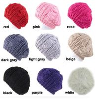 Wholesale Women Lady Fashion Colors Warm Winter Beret Braided Crochet Knitting Hat Girl Baggy Beanie Hat Ski Cap