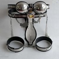 Wholesale stainless Steel T belt bra with Thigh Cuff chastity pant Bondage