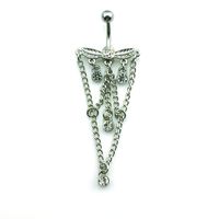 Wholesale Piercing Jewelry Fashion Navel Rings Stainless Steel Barbell Dangle Link Chain Belly Button Rings Body Jewelry