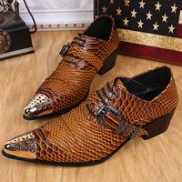 Wholesale New Style Printed Patent Leather Flats Dress Wedding Shoes Men Pointed toe Luxury Buckles Sequined Creepers Fashion Slip on