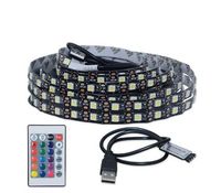 Wholesale LED Strip Black PCB V USB Charger Supply RGB LED Strip light TV Backlight ribbon lamp RGB remote control M M M M M