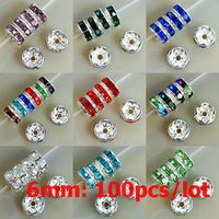 Wholesale 6MM A Metal Silver Plated Crystal Rhinestone Rondelle Spacer Beads Colors For Choose