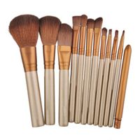 Wholesale 12pcs Makeup Brushes Make up Brushes Tools Professional Cosmetic Brush Kit Gold Fiber Batt Hair Brush Gold Tube Gold Bars Tin Packaging