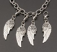 Wholesale Hot sell Tibetan silver Zinc Alloy wings Dangle Bead with Lobster clasp Fit Charm Bracelet x mm