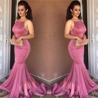 Wholesale Simple Spaghetti Straps Sexy Mermaid Prom Dresses Formal Dresses Evening Wear Sweep Train Cheap Long Party Gowns
