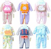 Wholesale 2016 Infants Baby Rompers Bodysuits Boys Girls Long Sleeve Animal Romper Hat socks Set Cotton New Born Babys Clothing colors