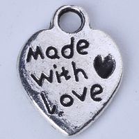 Wholesale MADE WITH LOVE Heart Love Pendant Antique Silver bronze Charms Fit Bracelets or Necklace DIY Jewelry z
