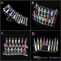 Wholesale Acrylic e cig display frame showcase clear exhibit shelves standing show electronic cigarette holder rack for clearomizer ego battery DHL