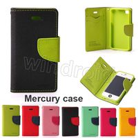 Wholesale Mercury Wallet Leather Stand PU TPU Hybrid Case Folio Flip Cover For All Phones iPhone Plus S Galaxy S3 S4 S5 S6 Edge