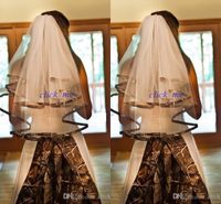 Discount camo wedding veils Camo Wedding Veil With Appliques Camb Edged Wedding Accessories Headwear Elbow Length Custom Made