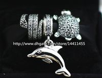 Wholesale 925 Sterling Silver Charms and Murano Glass Bead Set Fits European Pandora Jewelry Charm Bracelets Animals Sets