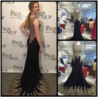 Wholesale Real Photos Black Prom Dresses for Juniors Beaded Plus Size Arabic Dubai Celebrity Wedding Evening Formal Wear Gowns With Lace Applique