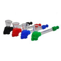 Wholesale New Arrival Many Colors Silicone Skull Glass Hand Pipe Smoking Pipe Tube Cigarette Water Pipe with Screen