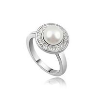 Wholesale Fashion Silver or Gold Plated Ring Luxury Lady wedding dress accessories Pearl Rings for Women Engagement Jewelry
