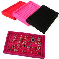 Wholesale Jewelry Stand Display High Grade Full Velvet Rings Earrings Show Case Storage Boxes Different Colors WH