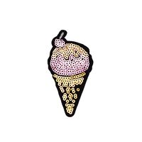 Wholesale 10PCS Ice Cream Sequined Patches for Clothing Iron on Transfer Applique Food Patch for Bags Jeans DIY Sew on Embroidery Sequins