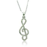 Wholesale Fashion Silver Plated Pendant Necklace White Rhinestone Music Note Charms Necklace For Women Valentines Gifts Jewelry