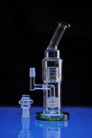 Wholesale 2016 Smoking Pipe Honeycomb Green Glass Bongs Water Pipes Ash Catcher with Dome Percolator Stainless Glass Water Pipes Recycler Oil Rigs