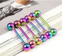 Wholesale Vacuum Plating Rainbow Tongue Bar Tongue Rings Barbell Stainless Steel Free Deliver Brand New mm Body Piercing Eco Friendly