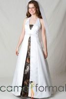 Wholesale Halter Split Front Maternity Camo Wedding Gowns Realtree Camouflage Bridal Dresses for Maternity Pregnant Woman White Camo Bride Dress