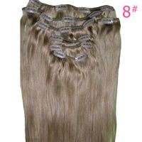 Wholesale Natural Human Hair Extension g Pieces Set Straight Clip in Hair Extensions quot Dark Brown Blonde Clip on
