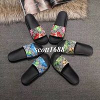 Wholesale 2017 fashion flower blooms printing leather rubber causal slippers for mens and womens outdoor beach slippers factory outlet