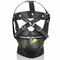 Wholesale New Design Bondage Hood Head Mask Muzzle Harness Zipper Lock PU Leather for Male Female New Design Fetish BDSM Play Costume