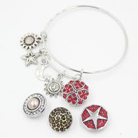 Wholesale New Arrival Fashion DIY Interchangeable Jewelry Wire Bangles Sunflower Star Sun and Moon Charms Snap Bracelets for women Jewelry