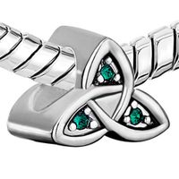 Wholesale 10 per celtic claddagh irish may birthstone green bead European spacer charm fit Pandora Chamilia Biagi bracelet
