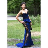 Wholesale High Quality Strapless Mermaid Lace Applique Sequin Zipper Evening Gowns Custom Made Prom Dresses