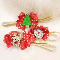 Wholesale Europe Child Christmas Tree Deer Hair Accessories Kids Turban Girls Bow Headband Flower Hair Clip Gift