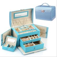 Wholesale 24 cm European Princess Luxry Three Layers Jewelry Sets Sundries Cosmetics Jewellry Storage Organizer Box Case Bins Cabinets
