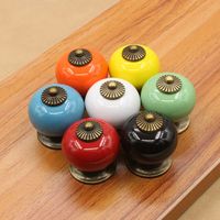 7 Colors Vintage Round Ceramic Drawer Knob Door Cabinet Cupboard Kitchen Pull Handle Hardware Handles Decoration from dropshipping suppliers