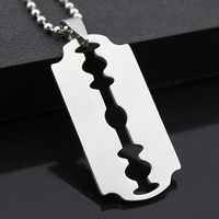 Wholesale Cool Stainless Steel Razor Blades Pendant Necklaces Men Jewelry Steel Male Shaver Shape Necklaces Pendants