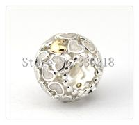 Wholesale pandora Openwork heart charm sterling silver loose beads for thread bracelet christmas jewelry authentic quality