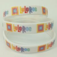 Wholesale 20 Good Quality Round LuLaRoe Silicone Bracelet Hot Sale Girls White Custom Print Silicone Bangle Wristband