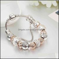 Wholesale Charm Bracelets Jewelry Annapaer Heart Sier Color Snake Chain Crystal Beads Fit Pan Original For Women B15175 Drop Delivery Lwax